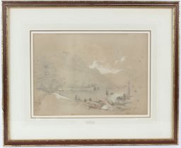 R IRTON 'Inverary' pencil and wash signed 23.5 x 33cm