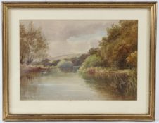 FRED DIXEY Tranquil river landscape watercolour signed 17.5 x 25.5cm