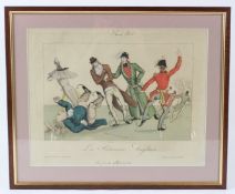 PAUL ANDRE BASSET (1785-1819) 'Les Patineurs Anglais' coloured engraving 28 x 36cm