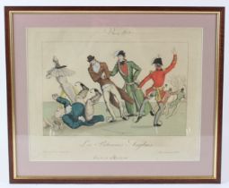 PAUL ANDRE BASSET (1785-1819) 'Les Patineurs Anglais' coloured engraving 28 x 36cm