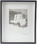 PATRICK PROCKTOR (1936-2003) Church tower watercolour and pencil signed 24 x 18cm