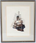 RICHARD JOICEY (1925-1994) 'Tug Wallasey' watercolour signed and inscribed on the mount 40.5 x 32cm