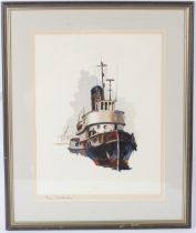 RICHARD JOICEY (1925-1994) 'Tug Wallasey' watercolour signed and inscribed on the mount 40.5 x 32cm