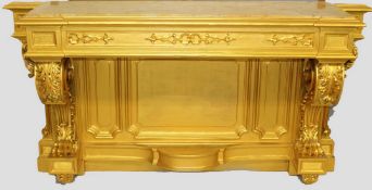 A VERY GOOD LARGE LOUIS XVI STYLE GILT WOOD CONSOLE TABLE with marble top. 5ft wide x 3ft high.