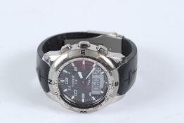 A TISSOT TOUCH II GENTLEMAN'S STAINLESS STEEL WRISTWATCH, with rubber strap.