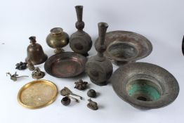 A LARGE COLLECTION OF 18TH - 19TH CENTURY INDOOR PERSIAN METAL WORKS.