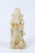 A CHINESE CARVED WHITE MARBLE FIGURE. 20cms high.