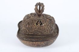 A SMALL TIBETAN BRONZE CENSER AND COVER. 8cms.