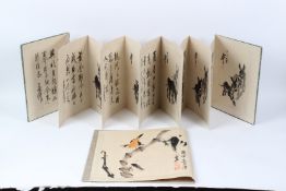 A CHINESE INK PAINTING OF A DONKEY, 34cms x 29cms, and another watercolour bird painting, 36cms x