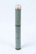 A TURKISH OTTOMAN PAINTED PEN BOX with mother-of -pearl top in four pieces. 32cms long.