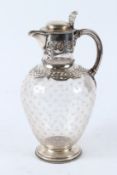 A GOOD SILVER MOUNTED GLASS CLARET JUG. Sheffield 1841. Maker: WS & GS. 24cms high.