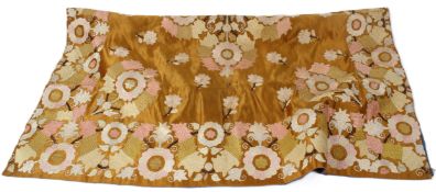 A 19TH CENTURY BROWN OTTOMAN TEXTILE with flower heads. 2 metres x 1.6 metres.