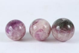 THREE BLUE JOHN BALLS. 5cms diameter.