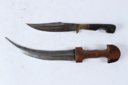 TWO MIDDLE EASTERN DAGGERS / KHANJARS. 28cms and 35cms long.