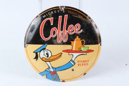 A CIRCULAR ENAMEL COFFEE SIGN. 30cms diameter.