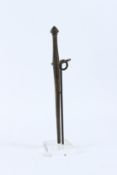 AN EASTERN BRONZE SPIKE OR FID, with punch decorated and chased handle and ring mounts, on a wrought