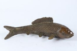 A LARGE BRONZE CARP. 28cms long.