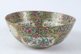 A 19TH CENTURY CHINESE CANTON PORCELAIN BOWL for the Islamic market. 23cms diameter.