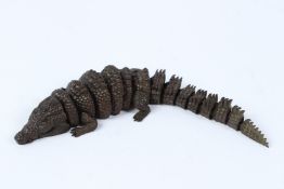 A FINE JAPANESE OKIMONO BRONZE CROCODILE. 18cms long.