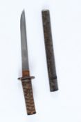 A JAPANESE SWORD with shagreen hilt. 48cms long.