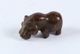 A BRONZE HIPPO. 5cms.