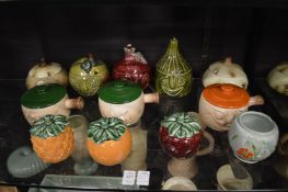 A collection of Sylvac novelty preserve bowls and covers etc.