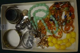 Bead necklaces and other jewellery.