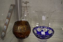 Decorative glassware and a decanter.