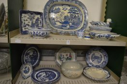 Quantity of blue and white china.