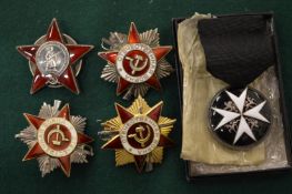 A collection of Russian and other enamel medals.