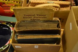 A collection of cigarette cards in albums plus loose cards and The Topical Times Panel Portrait