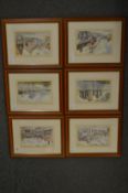 A set of six small local topographical prints.