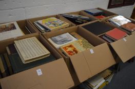 Eight boxes of assorted books.