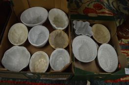 A collection of Shelley and other jelly moulds.