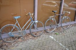 Two old bicycles.