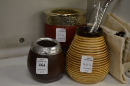 Three Eastern sherbet bowls and pipes.