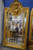 A good large decorative gilt framed mirror, 210cm x 115cm.