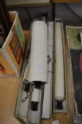 A group of five 20th century Chinese scroll paintings, four with original boxes.