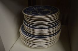 Quantity of blue and white plates.