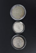 An Edward VII Straits Settlement one dollar coin, 1908 together with a Victorian one rupee and a