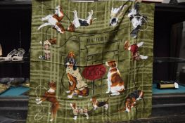 A Burberry scarf decorated with dogs.