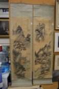 A pair of Japanese scroll paintings.