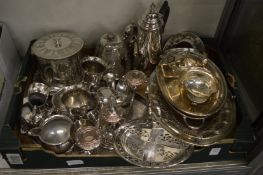 Large box of plated items.