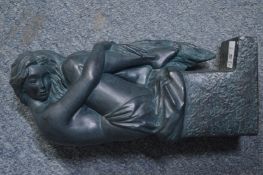 Plaster sculpture depicting a seated female figure, impressed mark Austin 1991.