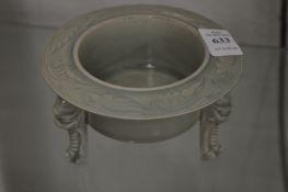 A Chinese circular censer on three feet.