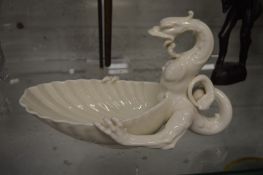 A Worcester blanc de chine bowl modelled as a serpent holding a shell.