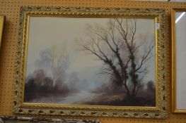 Leslie Cole, wooded river landscape, oil on board, signed.