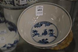 A Chinese blue and white bowl.