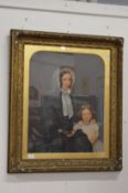 Victorian picture depicting mother and child, possibly over a photographic base in a decorative gilt