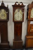 A 19th century mahogany longcase clock with painted arch dial.